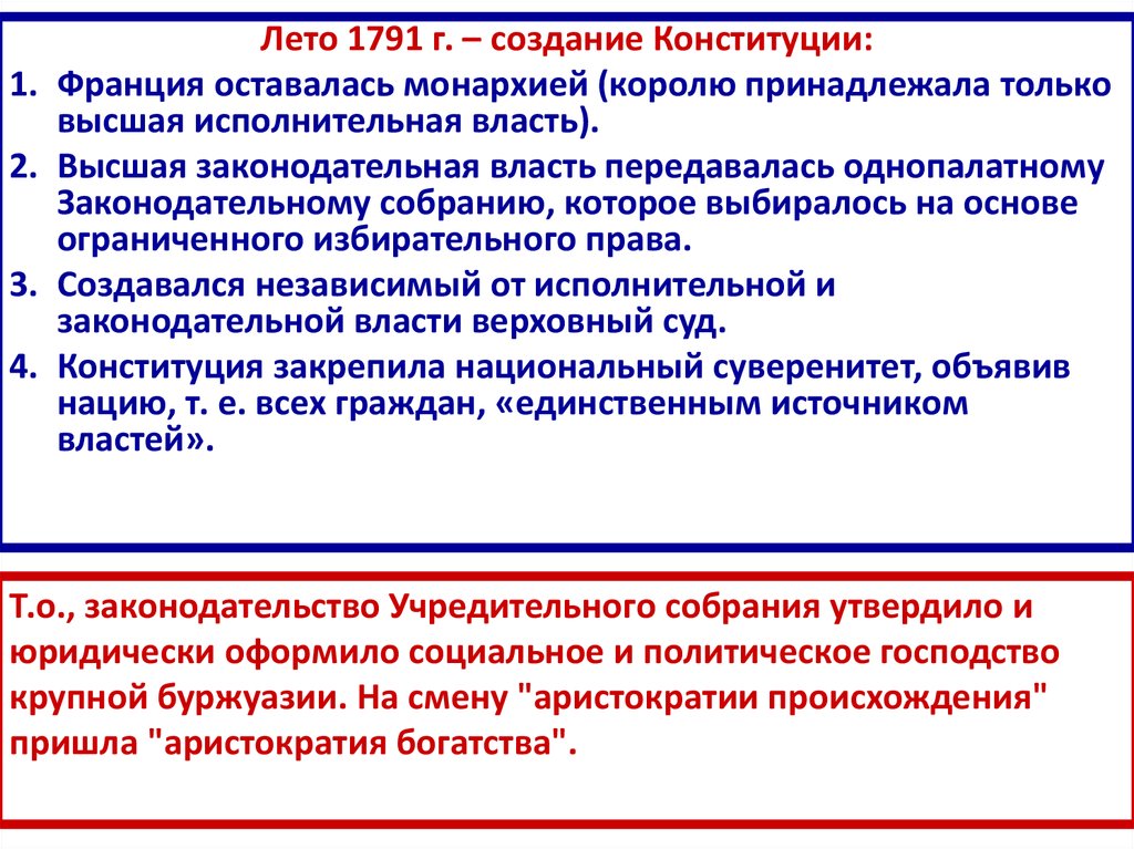 Итоги французской революции 8 класс план конспект