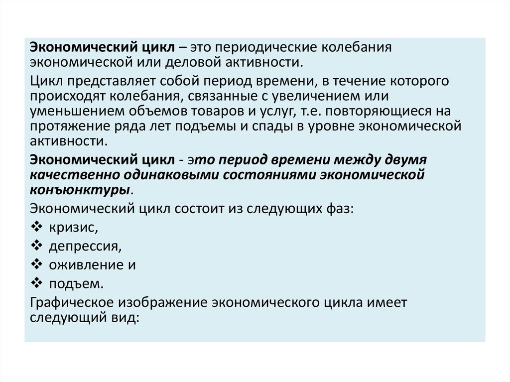 Цикл представляет собой. Экономический цикл периодические. Экономический цикл периодические колебания деловой. Периодичность колебания экономической или деловой активности.