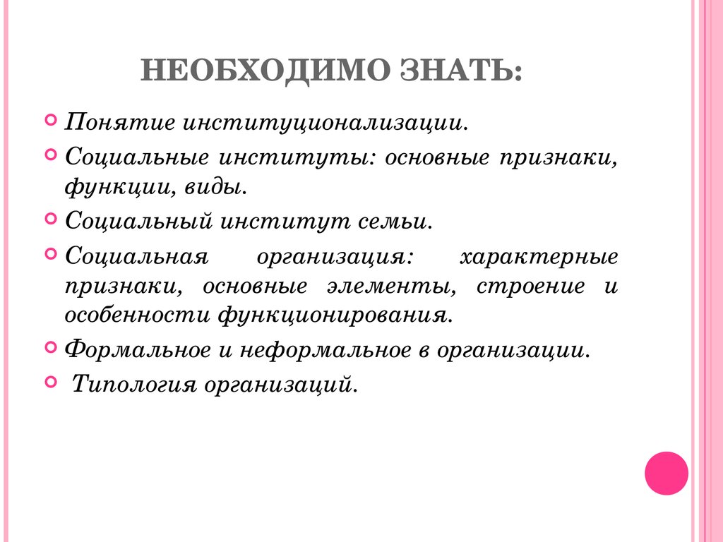 Доклад по теме Социальные институты. Основные понятия