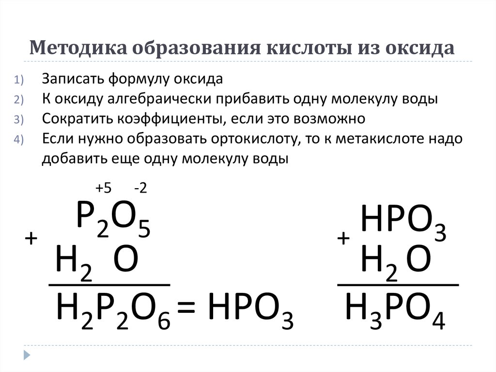 Формула гидроксида h3po4 формула оксида. Как составлять кислоты из оксидов. Как составлять формулы оксидов. Составление формул кислот. Как оксид превратить в кислоту.