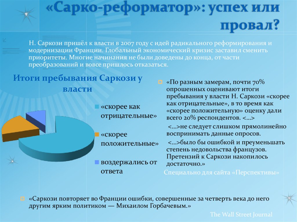 «Сарко-реформатор»: успех или провал?