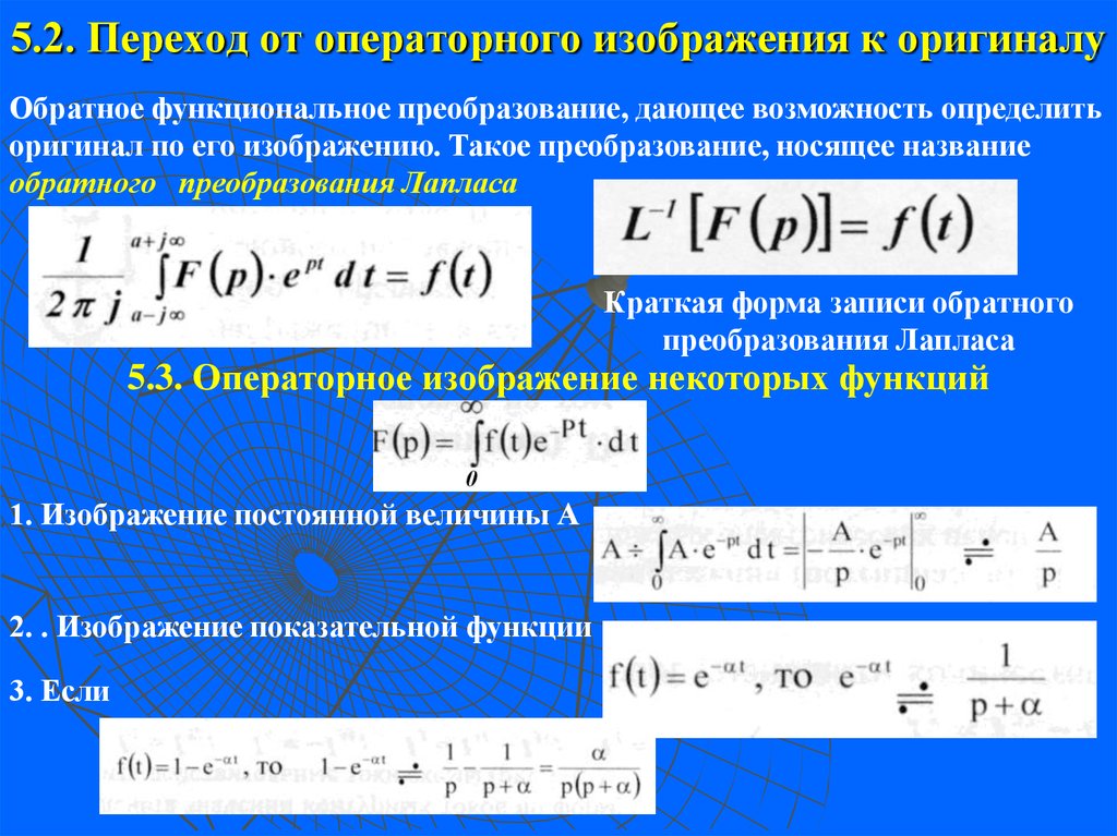 Операторное изображение простейших функций