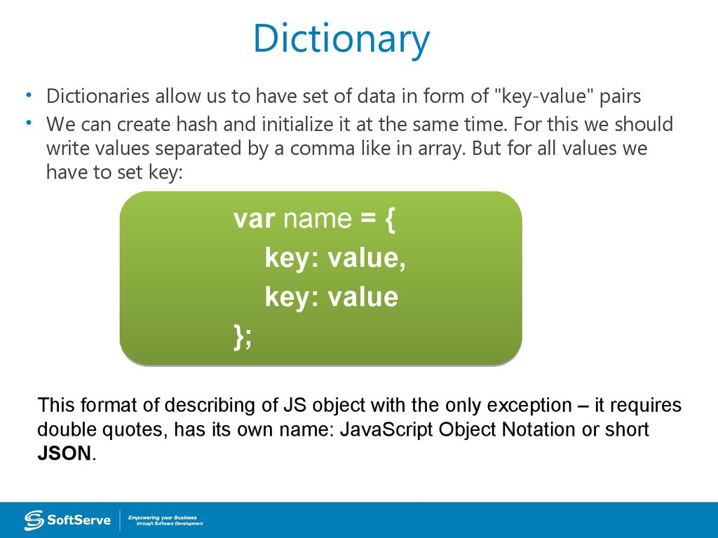 javascript dictionary