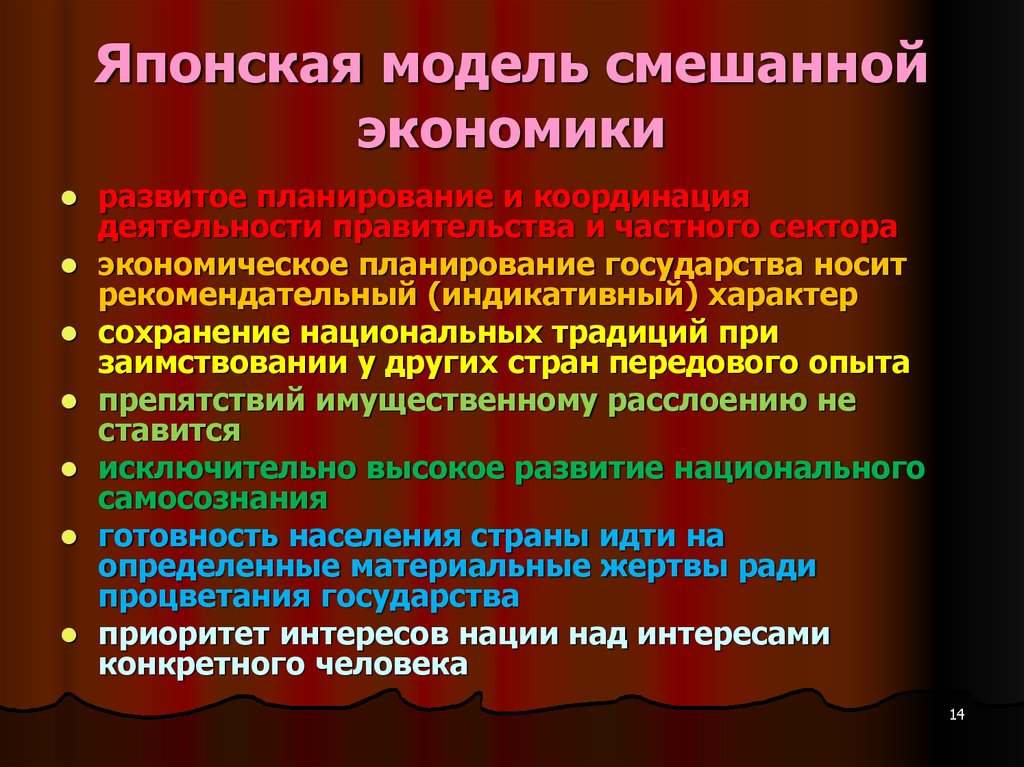 Понятие модели экономического развития. Модели смешанной экономики. Смешанная модель экономики Японии. Экономическая система Японии. Характеристика смешанной экономики Японии.