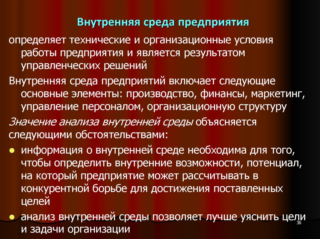 Внутренняя среда предприятия презентация