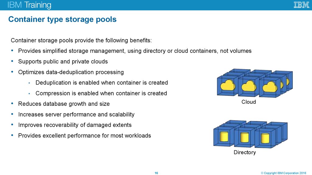 Container type storage pools