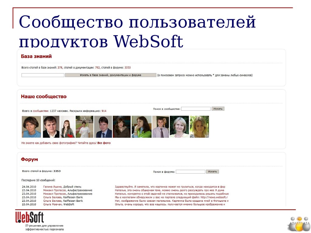 Сообщество пользователей продуктов WebSoft