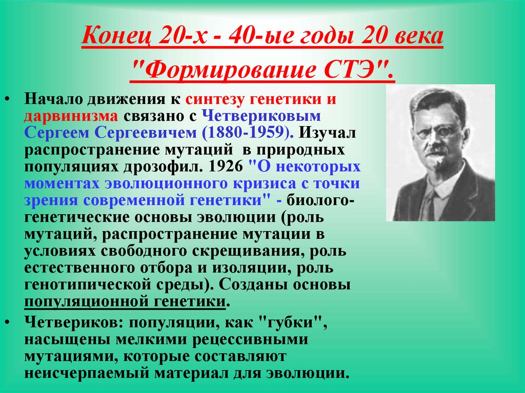 Развития 11. Четвериков теория эволюции. Основные положения теории Четверикова. Синтетическая теория Четверикова. Эволюционное учение Четвериков.