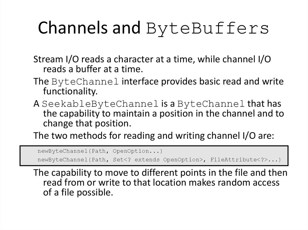Channels and ByteBuffers