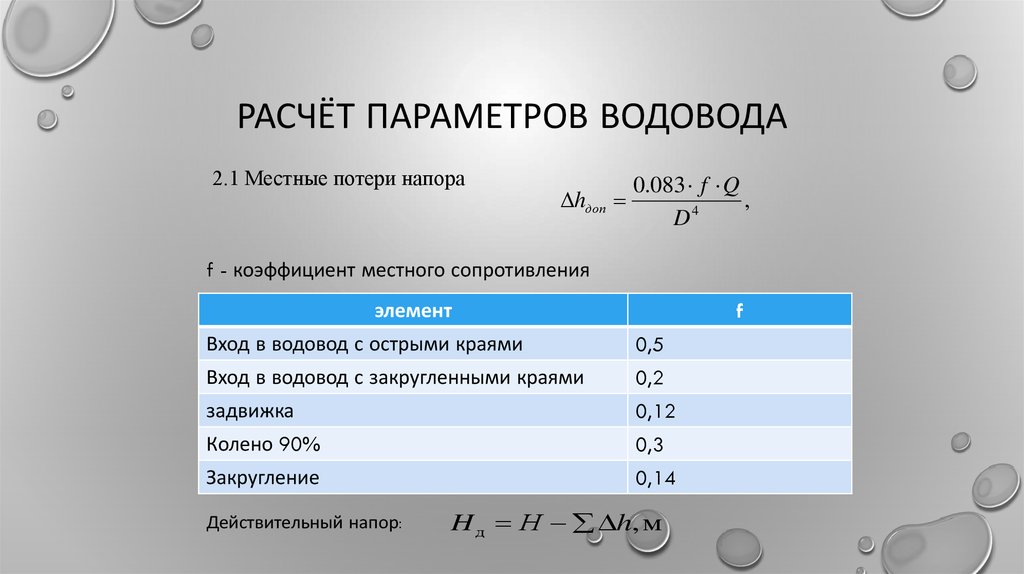 Калькулятор параметров