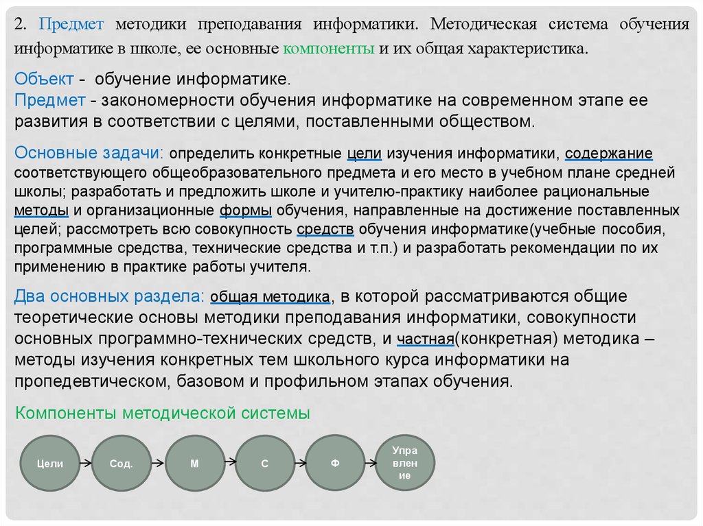 Организация обучения информатике