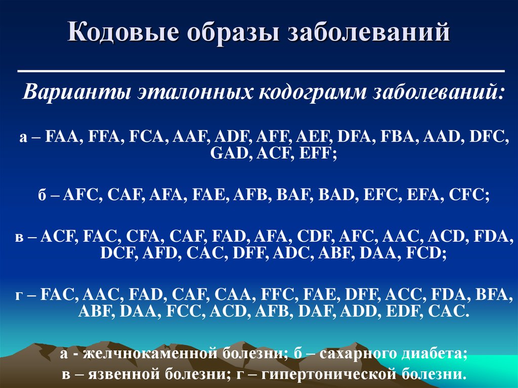 Кодовые образы заболеваний