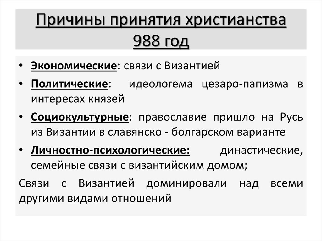 Заполните пропуски в схеме причины принятия русью христианства причины принятия русью