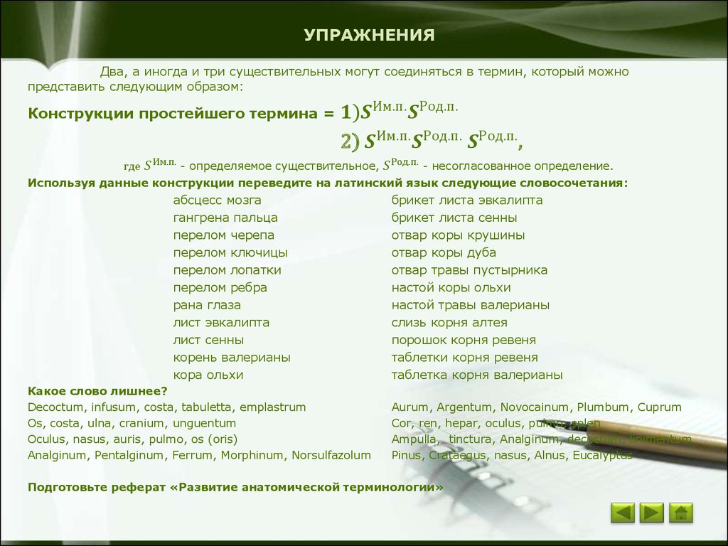 Основы латинского языка с медицинской терминологией - online presentation