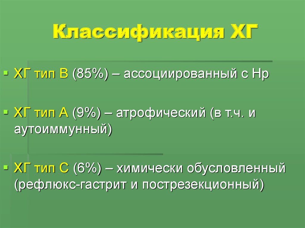 Классификация ХГ