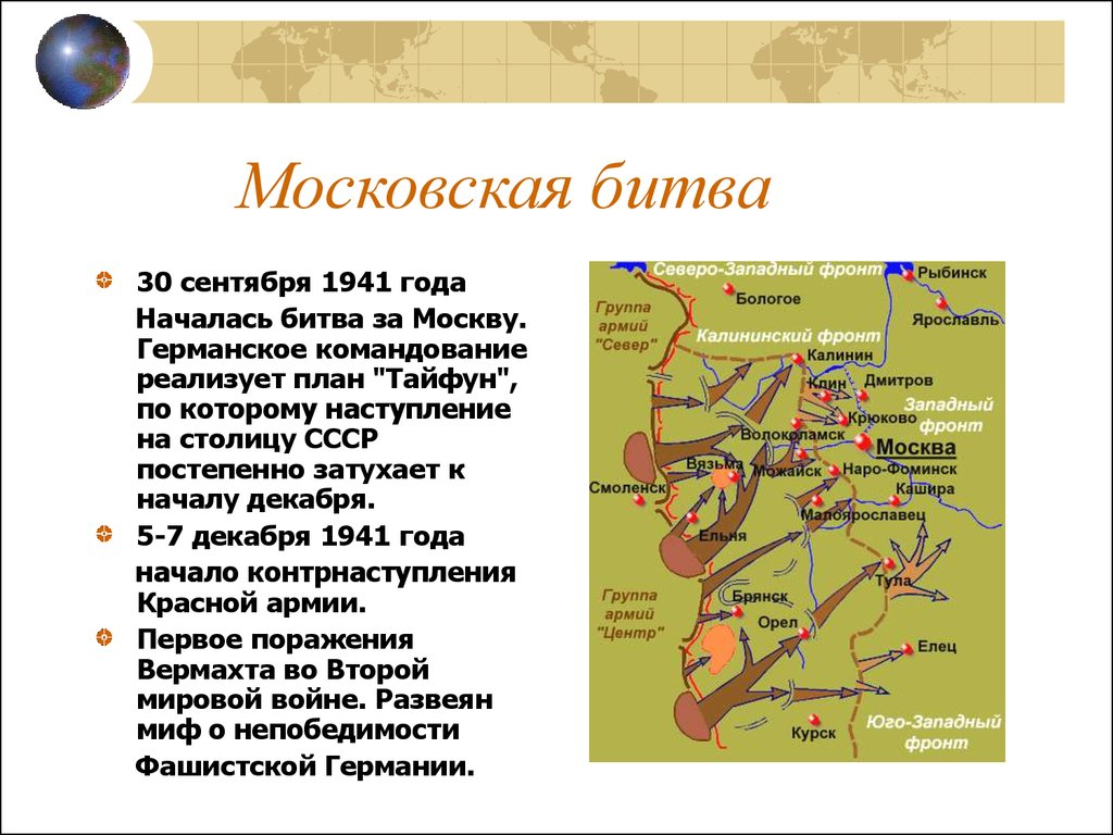 Значение битвы за москву 1941