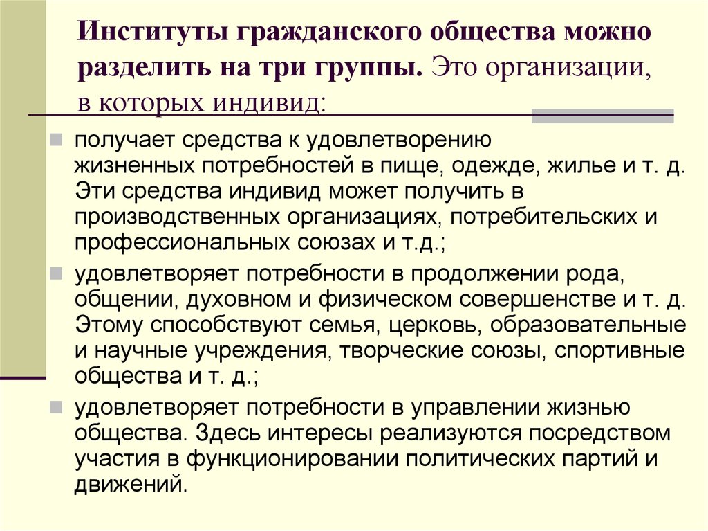 Институты гражданского общества в современной россии презентация