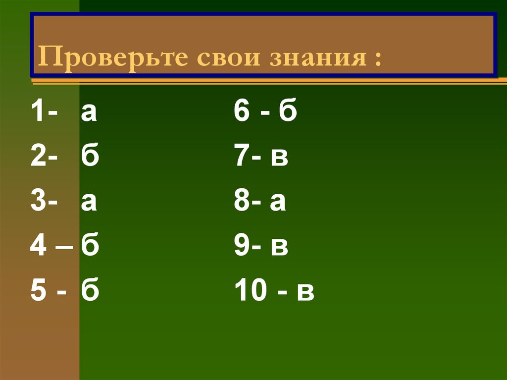 Проверим свои знания. Проверь свои знания.