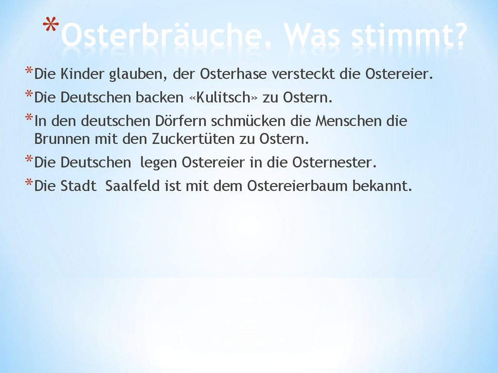 Osterbräuche. Was stimmt?