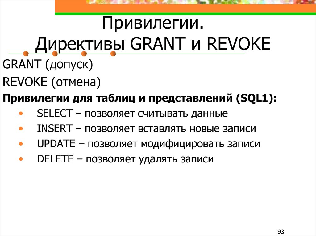 Отменены привилегии. Операторы Grant и revoke. Revoke синтаксис. SQL-оператором Grant. Grant привилегии.