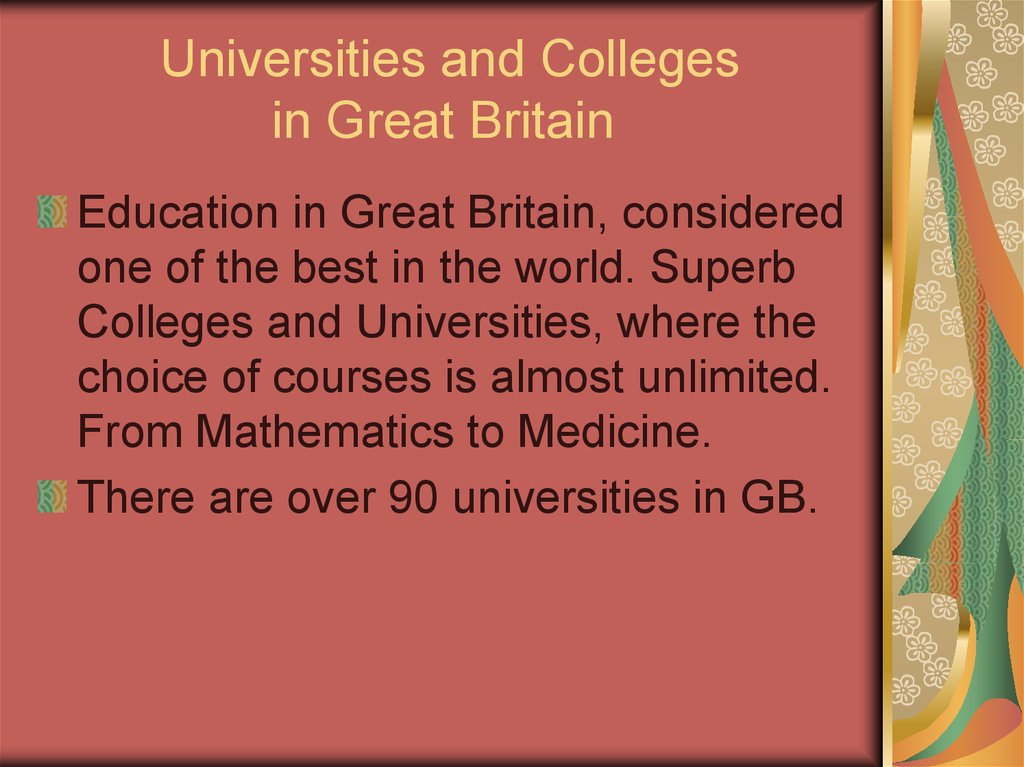 Universities and Colleges in Great Britain