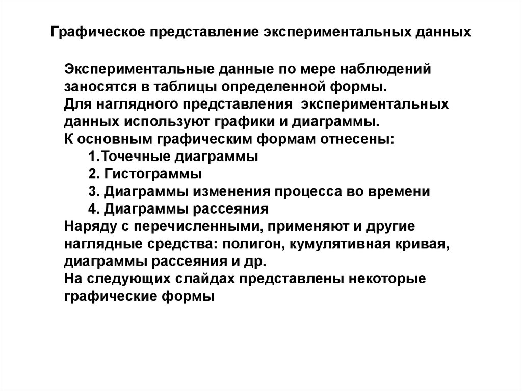 Методы представления данных. Представление экспериментальных данных. Способы графического представления экспериментальных данных. Графическое представление данных. Графическое изображение экспериментальных данных.