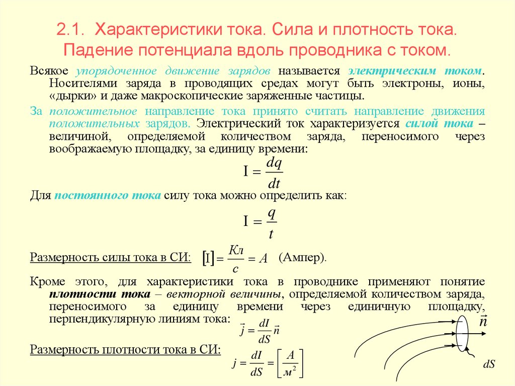 Характеристика тока физика