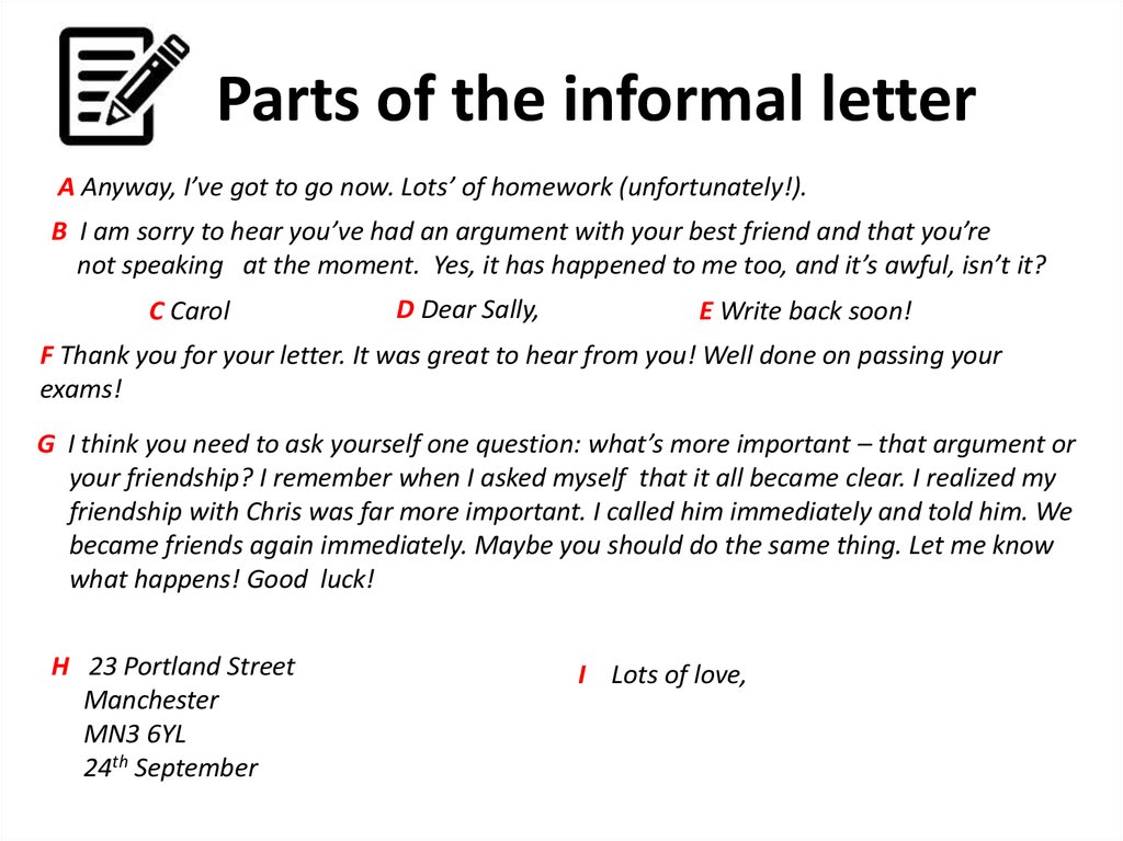 The informal letter. Informal letters. 2019-03-03