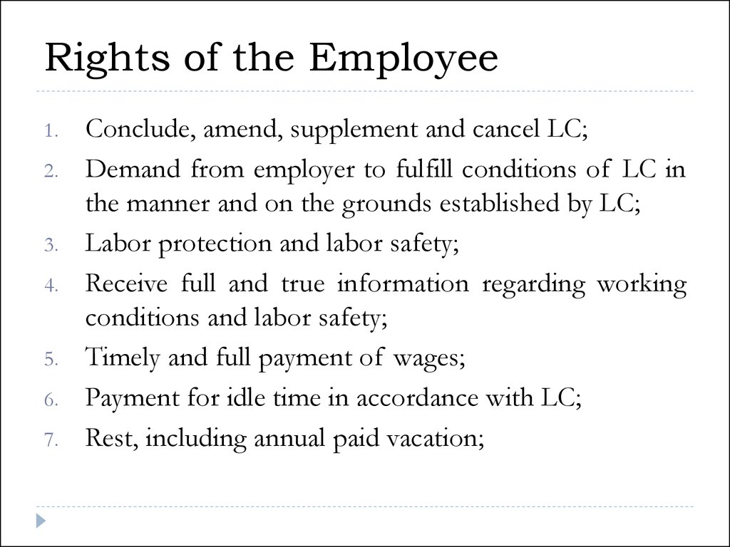 Rights of the Employee
