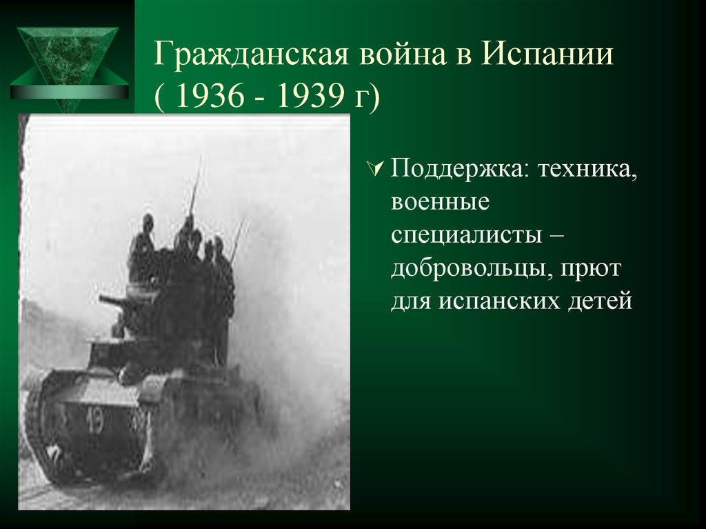 Дайте характеристику гражданской войны 1936 1939 в испании по примерному плану политическое развитие