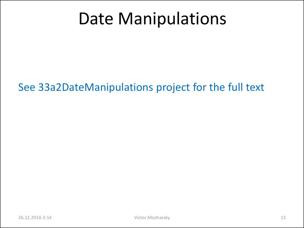 Date Manipulations