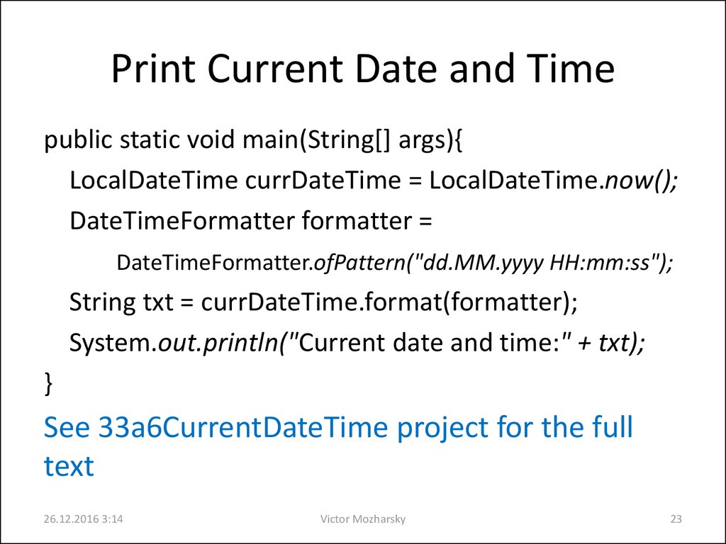 Print Current Date and Time