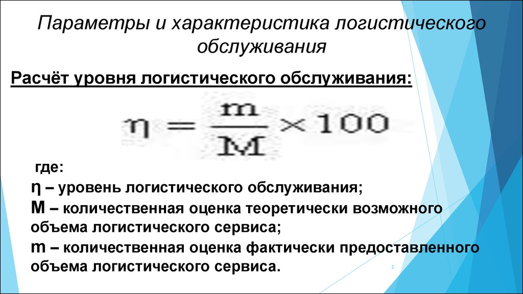 Основные параметры логистической системы