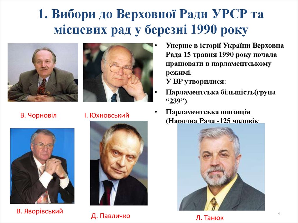 1. Вибори до Верховної Ради УРСР та місцевих рад у березні 1990 року