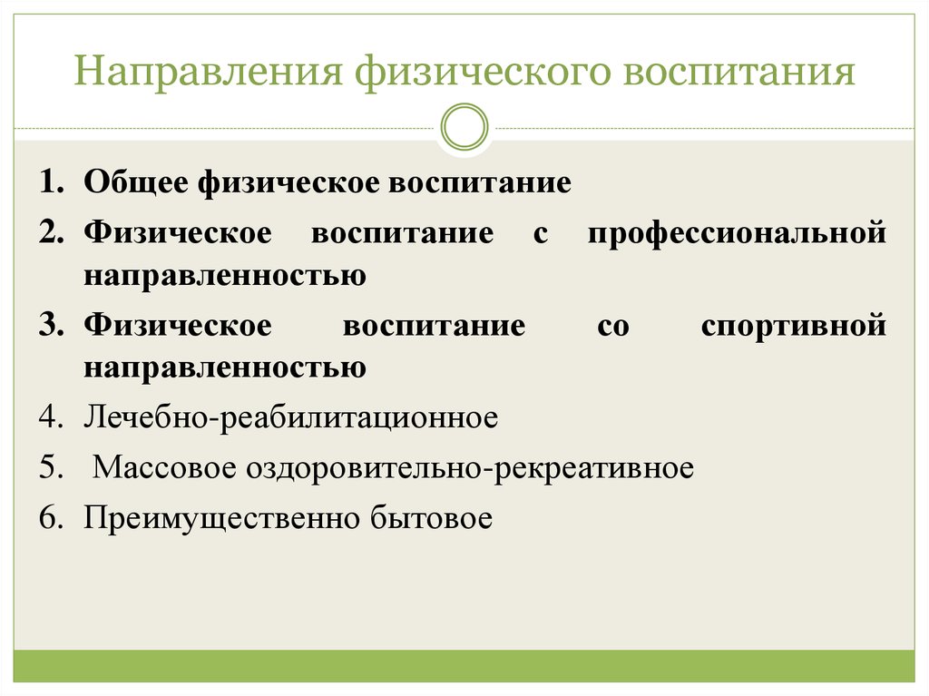 Общий план физического воспитания