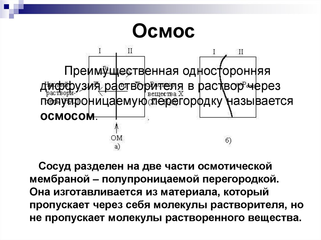 Сосуда разделена на две части. Осмосом называется односторонняя диффузия. Односторонняя диффузия молекул растворителя. Осмос это односторонняя диффузия. Односторонняя диффузия 5.