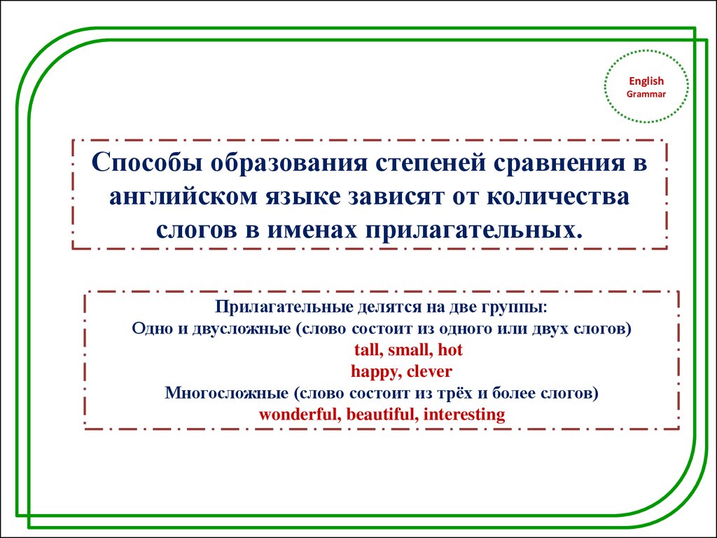 Степени сравнения прилагательных - презентация онлайн