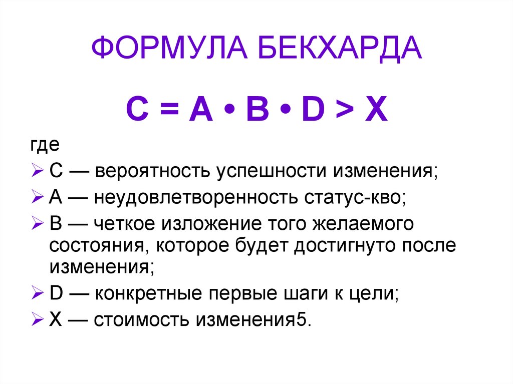 Как изменится формула. Формула изменений Бекхарда и Глейчера. Формула глетчера Бекхарда. Ричард бекхард формула перемен. Формула изменений Ричарда Бекхарда.