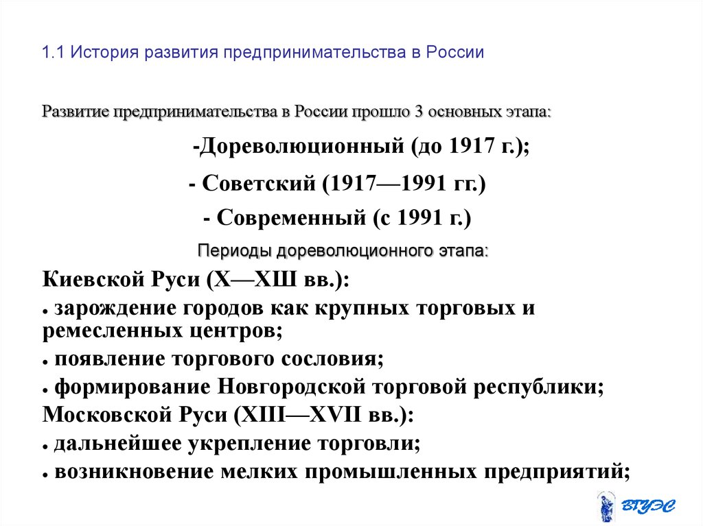 Зарождение и развитие в россии