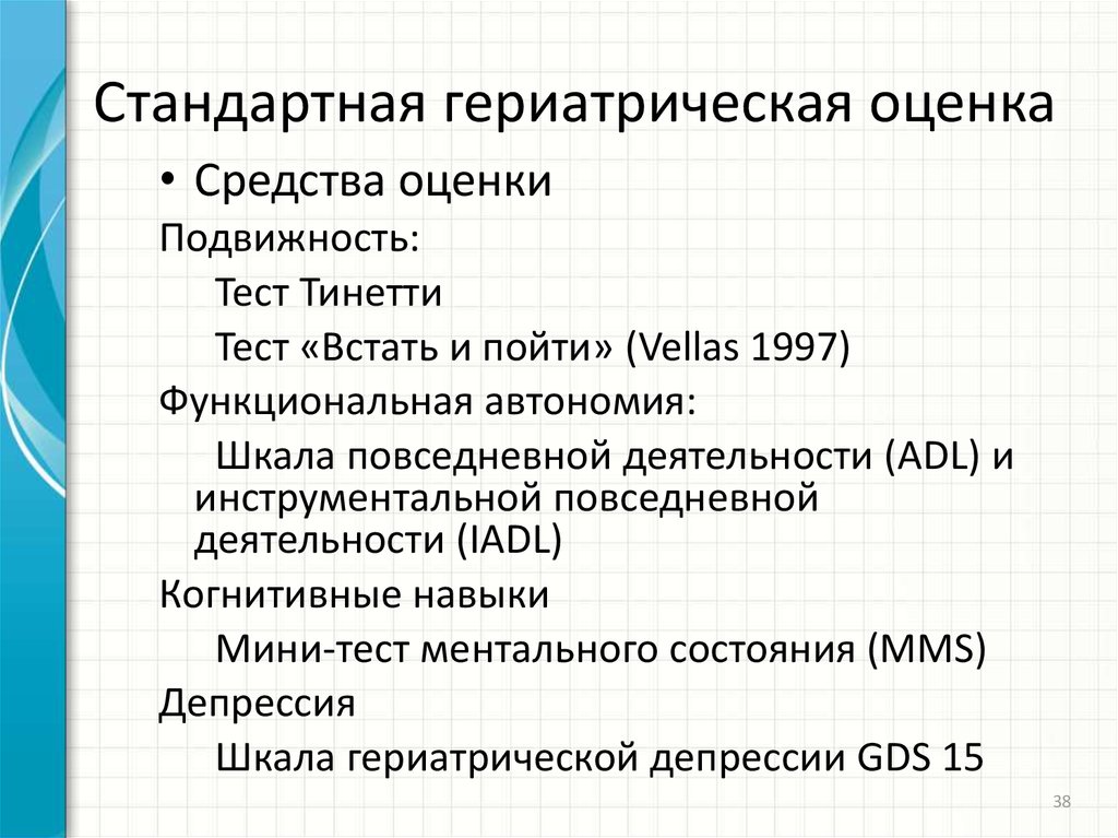 Карта гериатрической оценки пациента