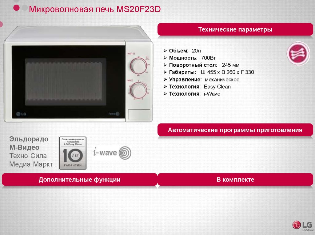 Свч параметры. Микроволновая печь ms20r42d. Микроволновка LG ms20f23d. Микроволновая печь презентация. Эльдорадо каталог Микроволновые печи.