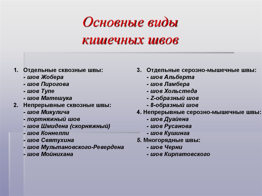 Кишечный шов. Основные виды кишечных швов. .Принципы классификации видов кишечных швов.. Шов Жобера кишечный. Характеристика кишечных швов.