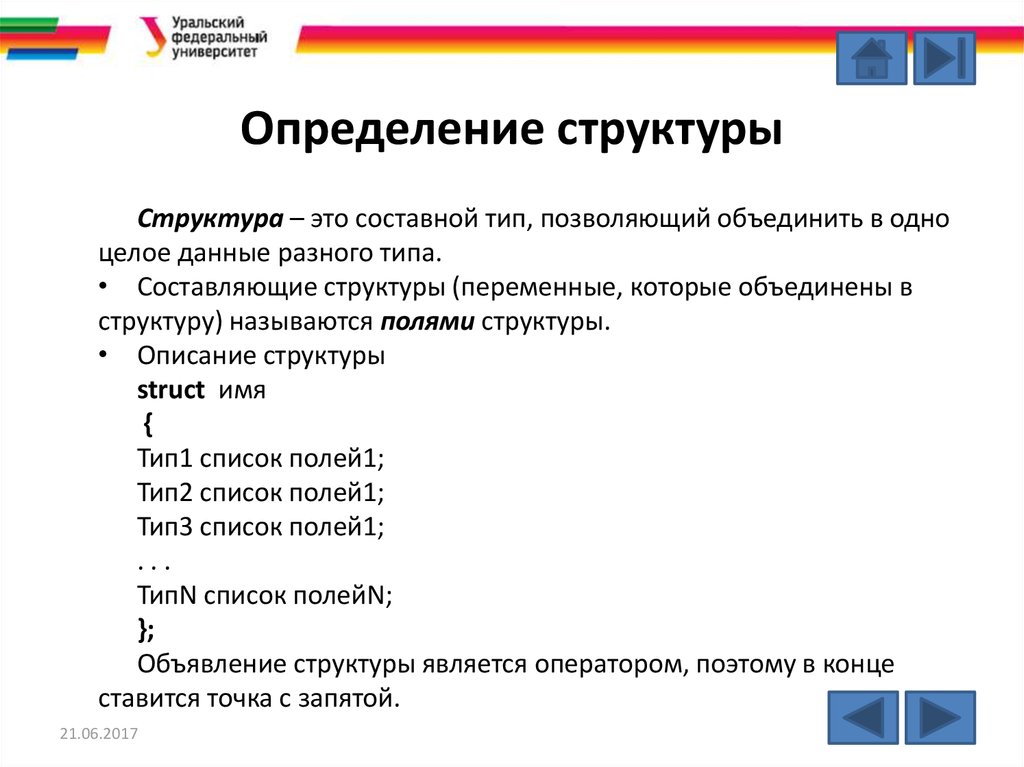 Структуры в си. Определите структуру состав полей. Составные типы данных. Сложные типы данных структура.