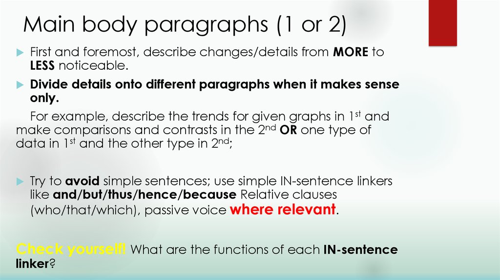 Main body. Body paragraph examples. Task 1 body paragraph. Writing task 1 body paragraph. First and foremost.