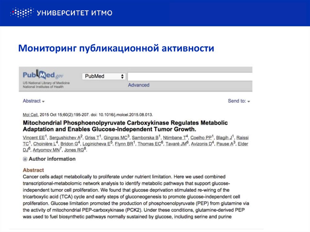 Мониторинг публикационной активности