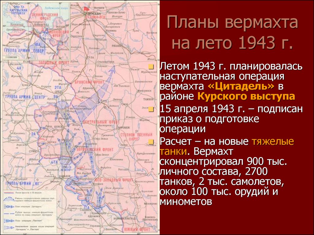 Планы вермахта на лето 1943 г.