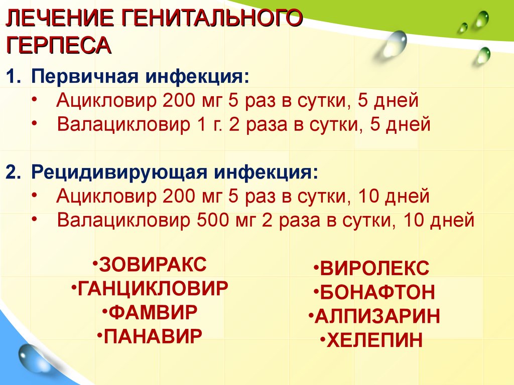 Валацикловир схема лечения