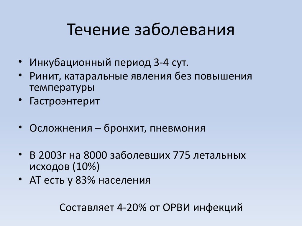 Сколько длится инкубационный период орви у взрослых