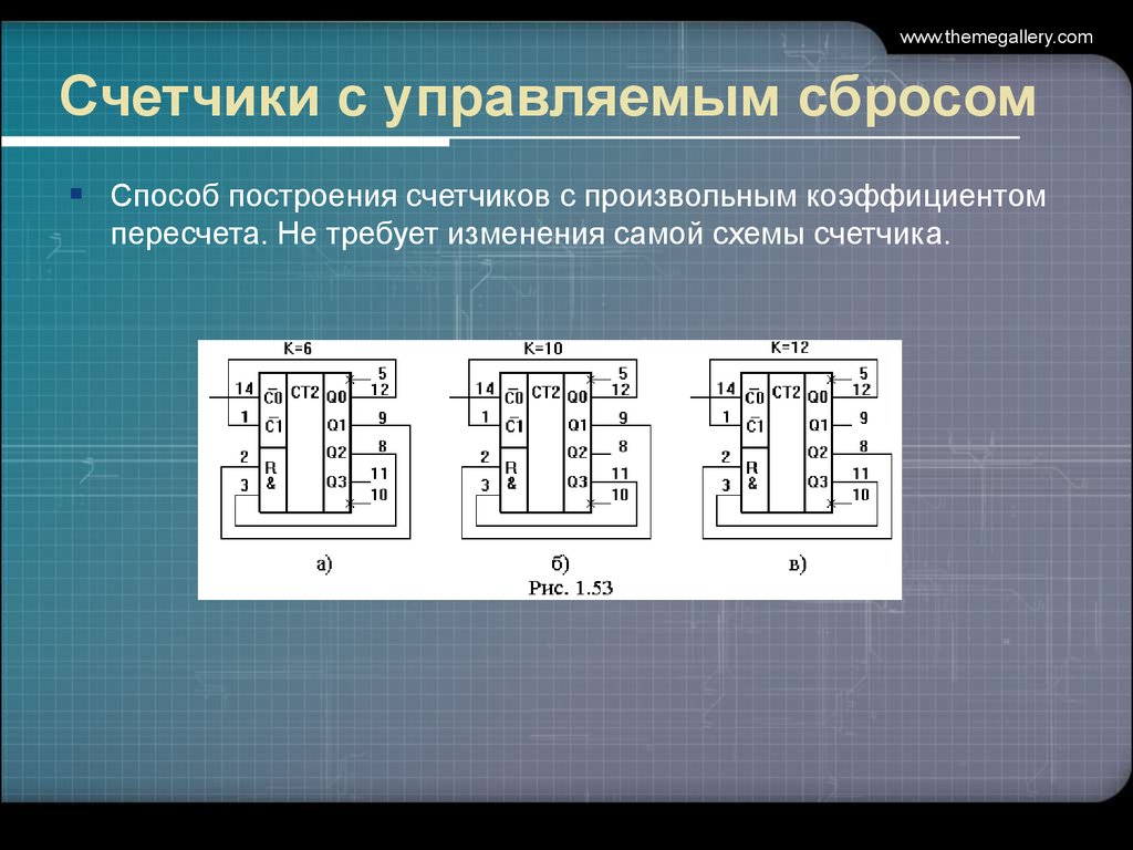 Приведите пример схемы организации счетчика с произвольным коэффициентом деления