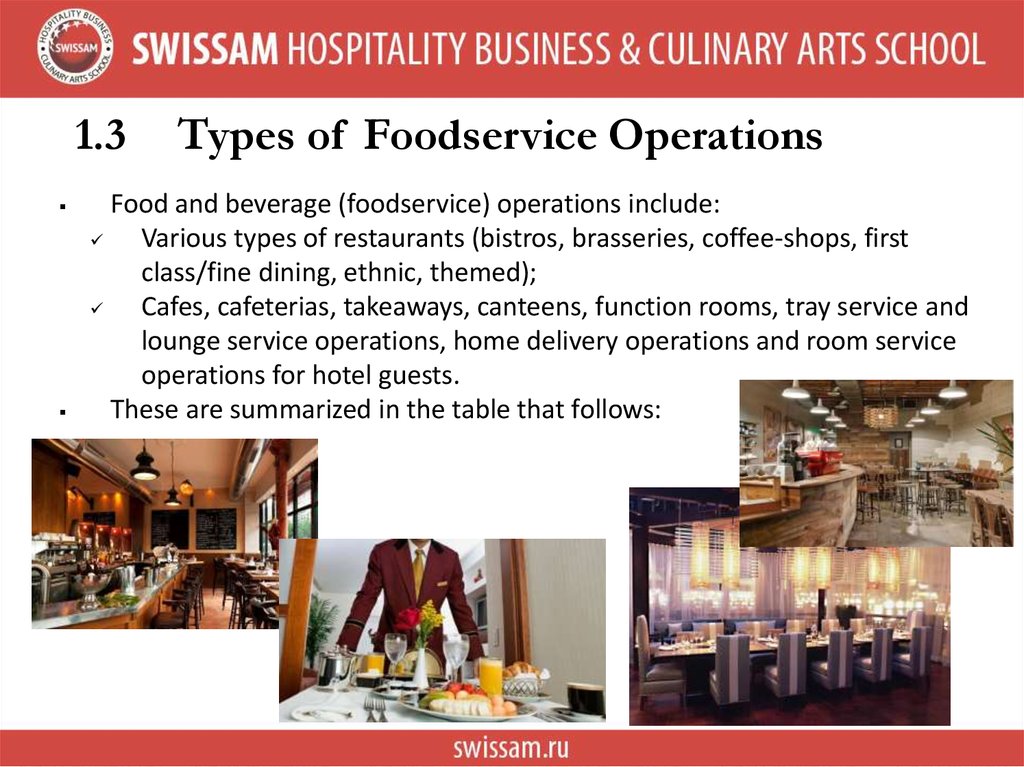 Introduction to food & beverage service. Sectors of the Food Service